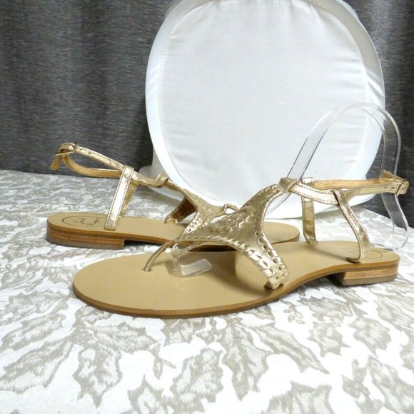 Jack Rogers Metalic Thong Sandals, Gold, Size 9 - Picture 2 of 10